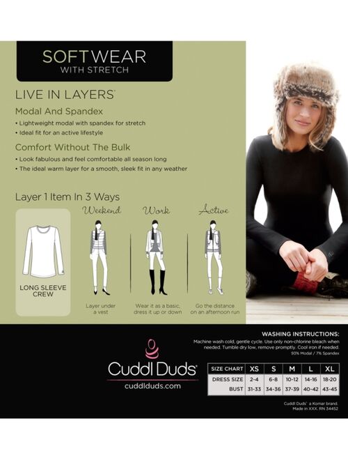 Cuddl Duds Petite SoftWear with Stretch Long Sleeve Top