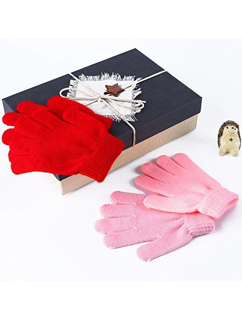 Cooraby 12 Pairs Kid's Winter Magic Gloves Children Stretchy Warm Magic Gloves Boys or Girls Knit Gloves