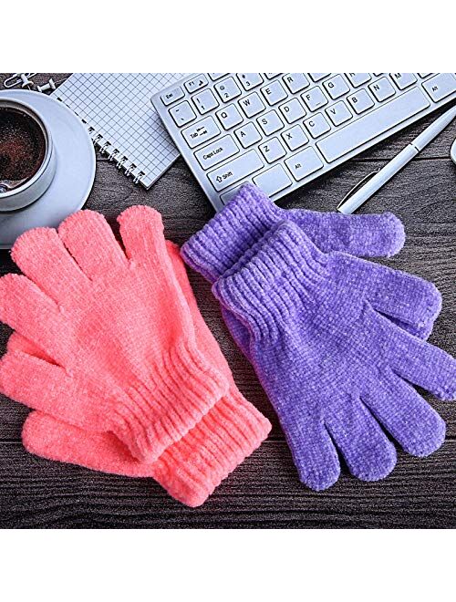 Cooraby 12 Pairs Kids Warm Gloves Chenille Cashmere Stretchy Knitted Gloves for Boys Girls