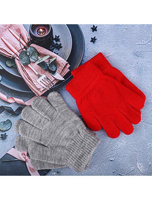 Cooraby 5 Pairs Kids Gloves Winter Magic Gloves Children Stretchy Full Fingers Gloves with Gift Mesh Bag