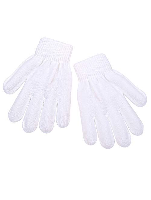 Cooraby Kids Gloves Thick Winter Knitted Gloves Stretchy Full Fingers Gloves Mitten for Boys and Girls