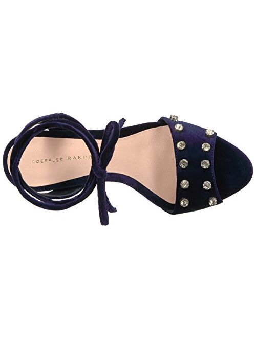 LOEFFLER RANDALL Women's Elayna Ankle Tie High (Leather/Rhinestones) Heeled Sandal