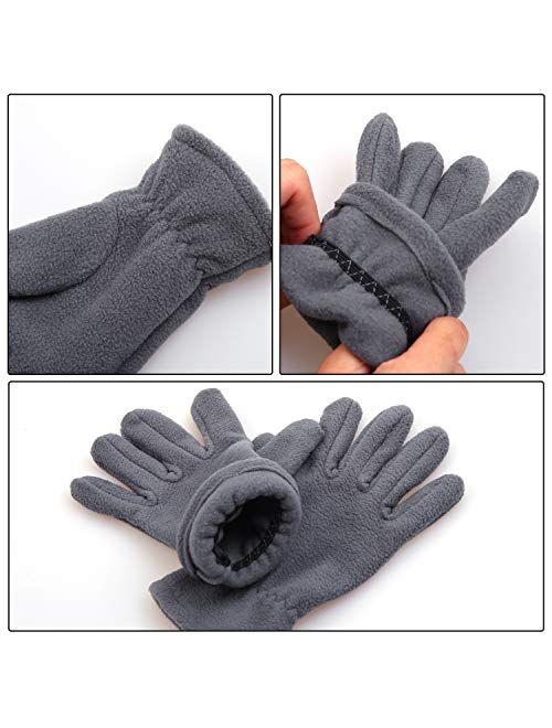 Cooraby 2 Pairs Kids Winter Gloves Polar Fleece Warm Gloves for Winter Cold Weather Supplies