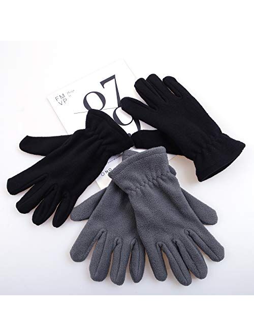 Cooraby 2 Pairs Kids Winter Gloves Polar Fleece Warm Gloves for Winter Cold Weather Supplies