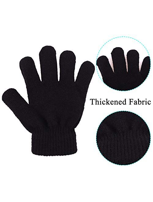 Cooraby 2 Pairs Kid's Thick Magic Gloves Toddler Winter Stretchy Warm Full Fingers Gloves Mittens