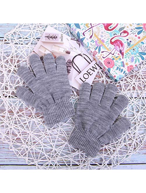 Cooraby 2 Pairs Kid's Thick Magic Gloves Toddler Winter Stretchy Warm Full Fingers Gloves Mittens