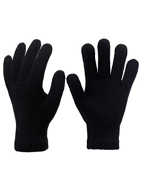 Cooraby 24 Pairs Kids Gloves Winter Magic Gloves Warm Knitted Stretchy Full Fingers Gloves