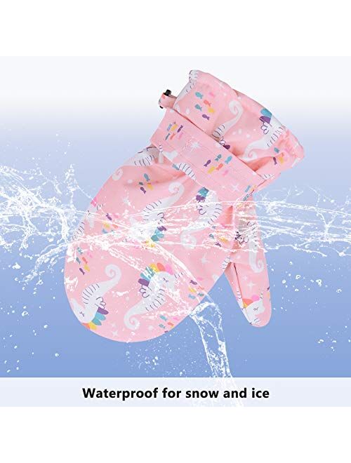 American Trends Lined Fleece Toddler Mittens Kids Winter Warm Gloves Child Ski Gloves Waterproof Snow Baby Mitten for Boys Girls