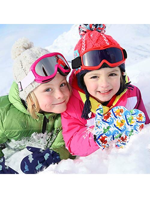 American Trends Lined Fleece Toddler Mittens Kids Winter Warm Gloves Child Ski Gloves Waterproof Snow Baby Mitten for Boys Girls