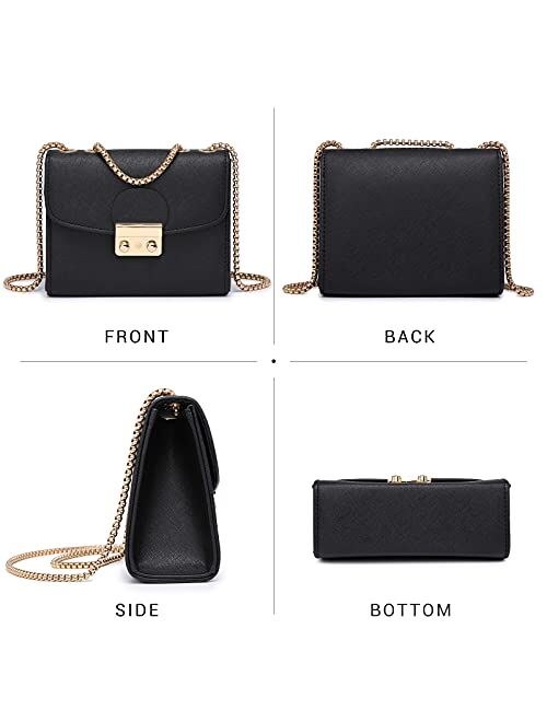 DASEIN Women's Push Lock Evening Bags Wedding Purses Cocktail Prom Handbags Party Clutch Crossbody bag with Chain Strap