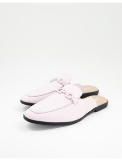 backless mule loafer in lilac faux leather with snaffle