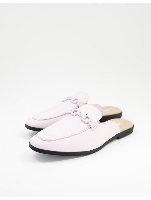 Asos Design backless mule loafer in lilac faux leather with snaffle