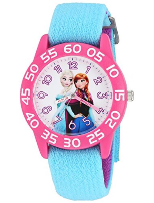 Disney Girl's 'Frozen' Quartz Plastic and Nylon Watch, Color:Blue (Model: W002993)