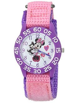 Girls Minnie Mouse Analog-Quartz Watch with Nylon Strap, Pink, 16 (Model: WDS000165)