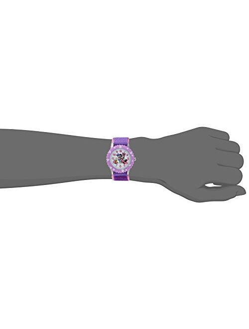 DISNEY Girls Minnie Mouse Analog-Quartz Watch with Nylon Strap, Pink, 16 (Model: WDS000165)