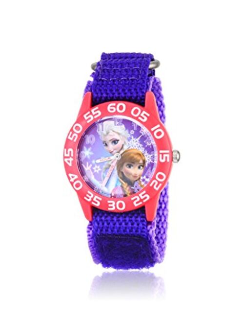 Disney Kids' W001789 Frozen Elsa and Anna Watch, Purple Nylon Band