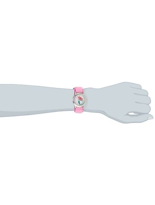 Disney Kids' W000958 Ariel Stainless Steel Watch with Pink Nylon Band