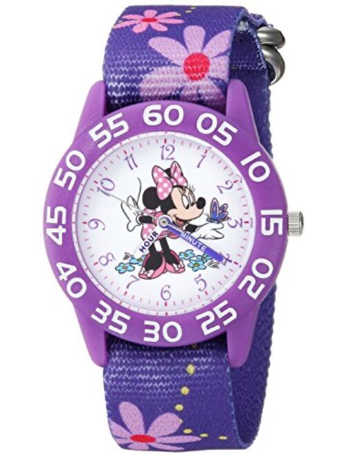 DISNEY Girls Minnie Mouse Analog-Quartz Watch with Nylon Strap, Purple, 16.2 (Model: WDS000498)