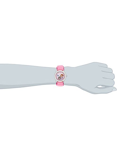 Disney Kids' W001069 "Sofia Time Teacher" Stainless Steel Watch with Pink Nylon Band