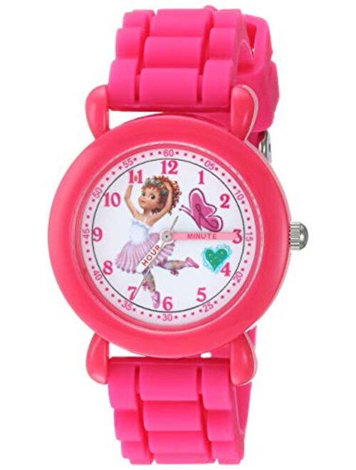 Disney Girls Fancy Nancy Analog-Quartz Watch with Silicone Strap, Pink, 13.8 (Model: WDS000594)