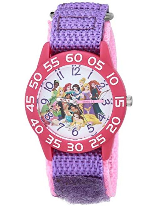 Disney Girls' Princess Analog Quartz Watch with Nylon Strap, Purple, 16 (Model: WDS000849)