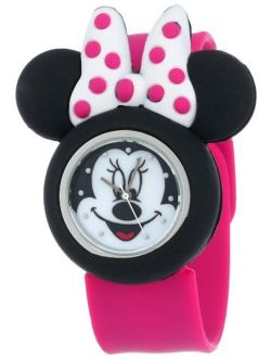 Minnie Mouse Kids' Analog Watch with Minnie Mouse Shape Case, Pink Strap - Official Disney Minnie Mouse Character on The Dial, Safe for Children - Model: MN1097