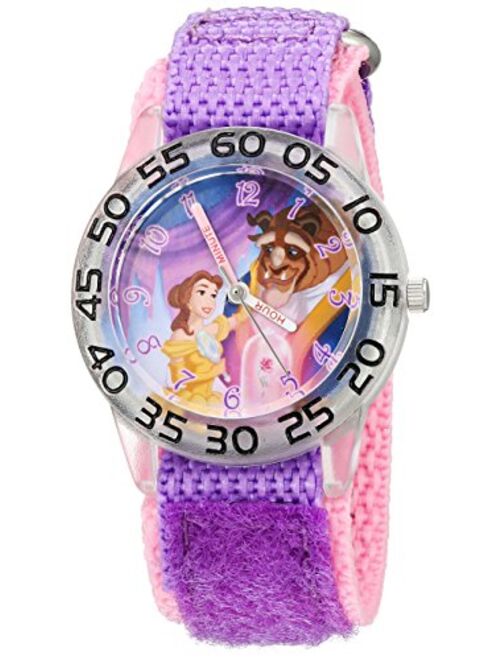 Disney Girl's 'Belle' Quartz Plastic and Nylon Watch, Color:Purple (Model: W002929)
