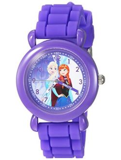 Girls Frozen Elsa Analog-Quartz Watch with Silicone Strap, Purple, 16 (Model: WDS000226)