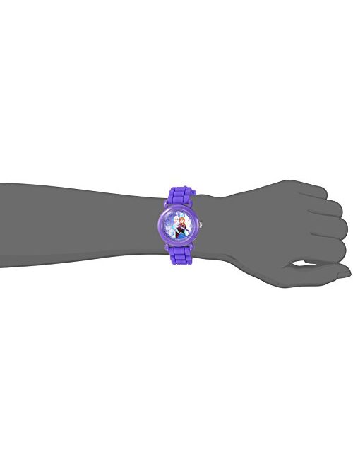 DISNEY Girls Frozen Elsa Analog-Quartz Watch with Silicone Strap, Purple, 16 (Model: WDS000226)