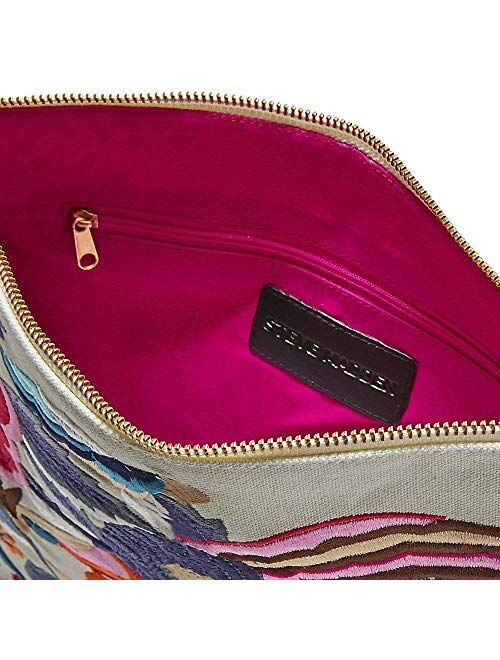 Steve Madden Breza Colorful Embroidered Large Clutch Crossbody, Natural/Multi