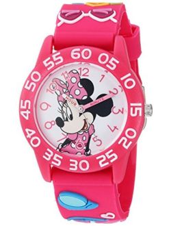 Girls Minnie Mouse Analog-Quartz Watch with Plastic Strap, Pink, 15.8 (Model: WDS000506)