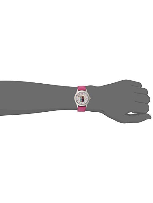Disney Frozen Inspired Water Resistant Anna & Elsa Quartz Movement Analog Pink Leather Belt Watch For Kids