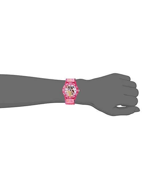 Disney Girl's 'Belle' Quartz Plastic and Nylon Watch, Color:Pink (Model: W002930)