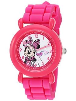 Girls' Minnie Mouse Analog-Quartz Watch with Silicone Strap, Pink, 16 (Model: WDS000007)