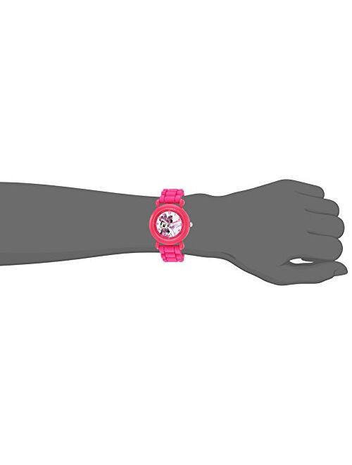 DISNEY Girls' Minnie Mouse Analog-Quartz Watch with Silicone Strap, Pink, 16 (Model: WDS000007)