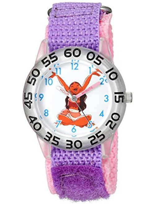 Disney Moana Kids' Plastic Time Teacher Analog Quartz Nylon Strap Watch