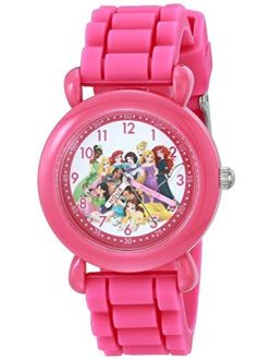 Girls' Princess Analog Quartz Watch with Silicone Strap, Pink, 16 (Model: WDS000854)