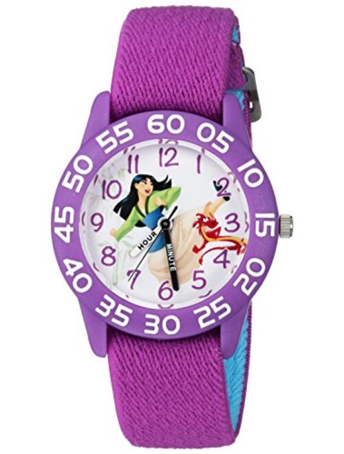 DISNEY Girls Mulan Analog-Quartz Watch with Nylon Strap, Purple, 16 (Model: WDS000199)