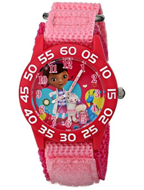 Disney Kids' W001685 Doc McStuffins, Plastic Case, Pink Nylon Strap, Analog Display, Pink Watch
