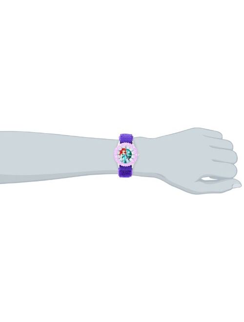 Disney Kids' W000866 "Ariel Time Teacher" Stainless Steel Watch with Purple Nylon Band