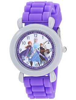 Girls' Frozen 2 Analog Quartz Watch with Silicone Strap, Purple, 16 (Model: WDS000814)