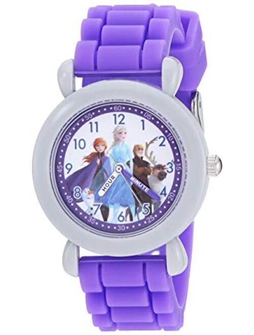 Disney Girls' Frozen 2 Analog Quartz Watch with Silicone Strap, Purple, 16 (Model: WDS000814)