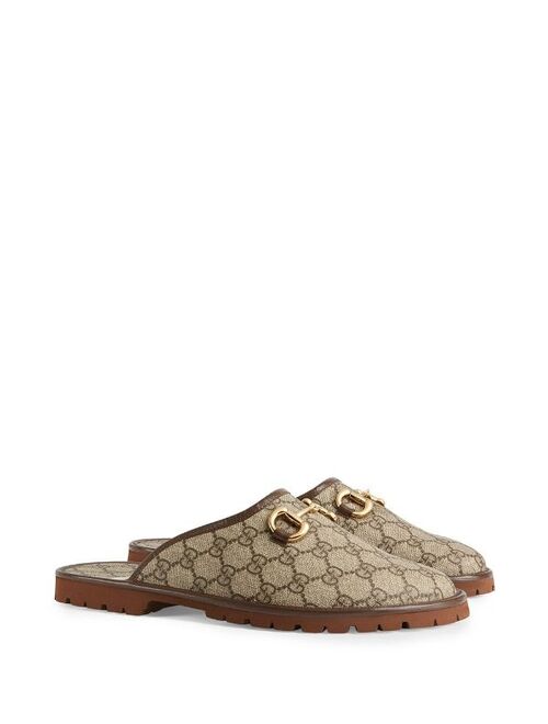 Gucci GG monogram horsebit-detail slippers