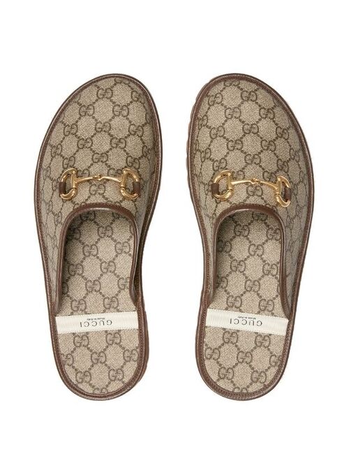 Gucci GG monogram horsebit-detail slippers