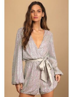More Than Magical Pink Iridescent Sequin Long Sleeve Romper