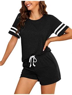 Womens Pajamas Set Short Sleeve Top and Shorts 2 Piece Pjs Soft Loungewear Sleepwear with Pockets