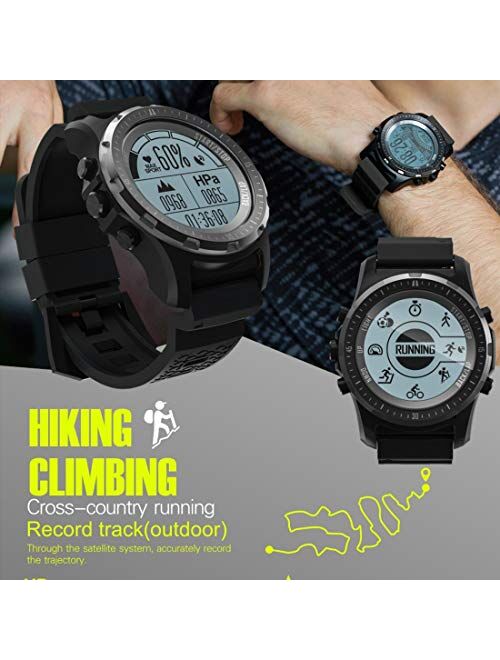 Cakcity Multisport GPS Hiking Sport Watches for Men Military Watches with Compass, Features GLONASS, Pedometer, Barometer, Sleeping Monitor, Black