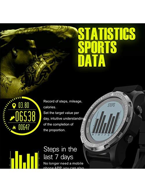 Cakcity Multisport GPS Hiking Sport Watches for Men Military Watches with Compass, Features GLONASS, Pedometer, Barometer, Sleeping Monitor, Black