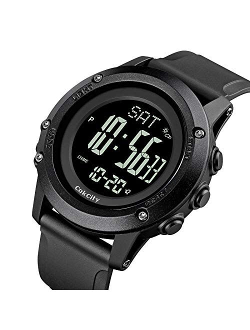 CakCity Mens Digital Sport Watches for Men Wrist Watches with Compass, Altimeter, Barometer, Large Dial