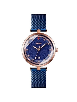 Fashion Elegant Watches for Women - Luxury Analog Womens Watch with Date Casual Luminous Quartz Ladies Wrist Watch with Stainless Steel Mesh Band
